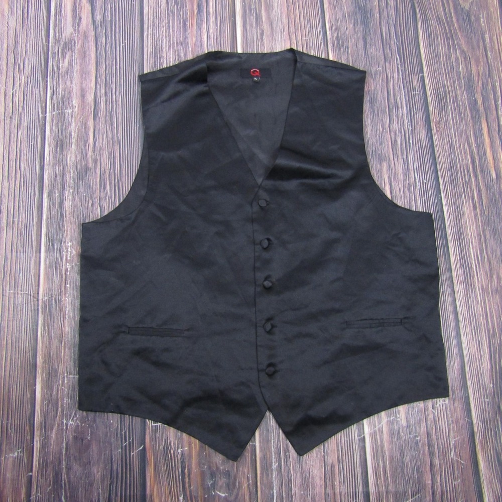 Brand Q Vest Mens XL Black 3 Piece Suit‎ Waistcoat Belted Classic Formal